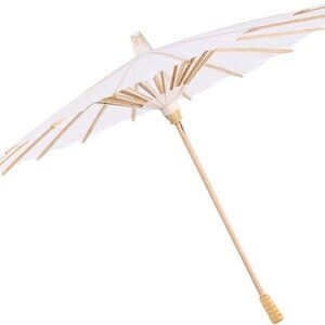 White Color Paper Decorative Umbrella Parasol Wedding Bridal Party Decor Photo C